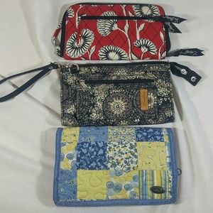 Lot of 3 Vera Bradley Donna Sharp Wristlet Wallets